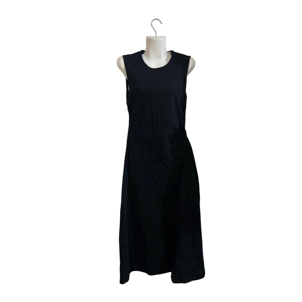 COS Sleeveless Black Midi Sheath Shift Dress SZ S Minimalist Casual Chic